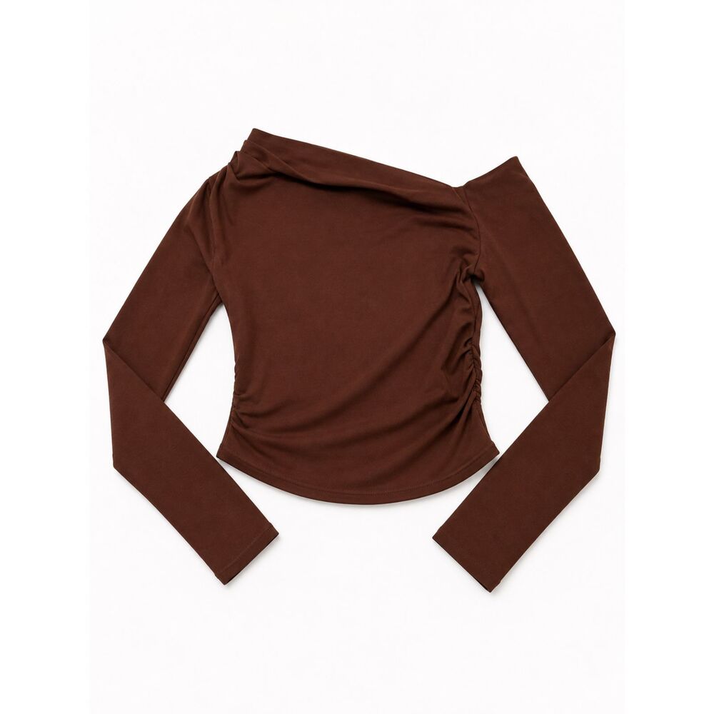 J.Crew Brown Ruched Long Sleeve Top NWT Size Medium